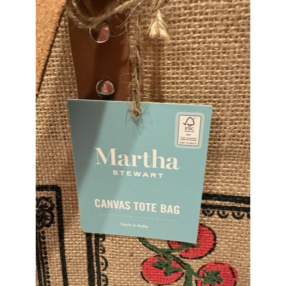 Martha Stewart Canvas Tomato Seeds Tote Bag. Styled like a rustic jute